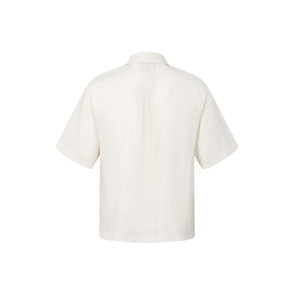 Li Ning X Jackie Chan Collaboration Kung Fu Series Solid Color Casual Cool Short Sleeve Shirt Unisex Shirts Paper-White ASHW109-3
