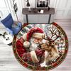 Cute Christmas Day Gift Bell Santa Claus Snowman Christmas Tree round rug Home Soft Decorative Anti slip Chair Mat Carpet Outdoor Floor Mat Carpet 16