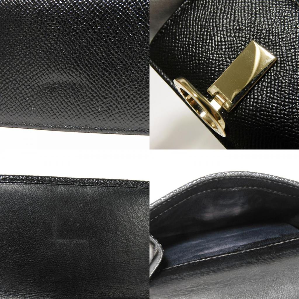 Used 11679 Trifold Wallet 288648 7942 RFID IC Chip Gold Compact Wallet Logo Clip Black Unisex from Japan AUTHENTIC