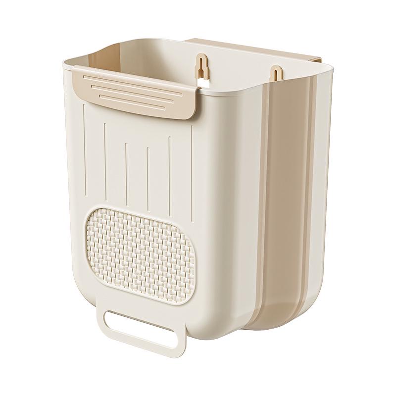 Foldable Kitchen Wall-Mounted Trash Can: Large Capacity, Punch-Free Waste Basket for Cabinet Doors
