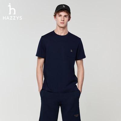 HAZZYS Men's Casual Pure Cotton Round Neck Short Sleeve T-Shirt