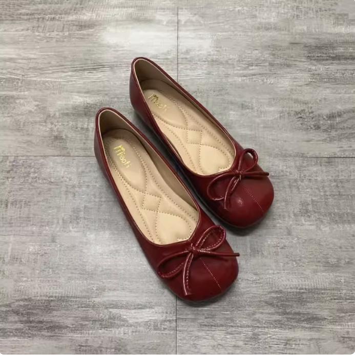 Fashion Flat Shoes for Women 2025 Spring and Autumn New Mary Jane Square Toe Women's Red Plus Size Women's Shoes 41-43 Zapatillas Mujer