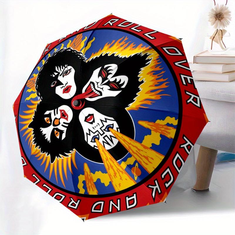 "Rock and Roll Over" Band T Shirt  Official Merchandise Umbrella, Portable 3 Fold Compact Umbrella for Men & Women,S254