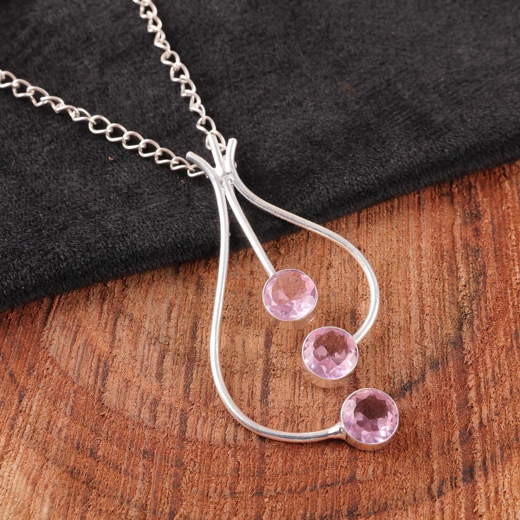 Morganitsmycken, 925 Äkta Sterling Silver Hänge, Handgjorda Silver Vackra Smycken, Designer Morganit Ädelsten Hänge För Bröllopspresent