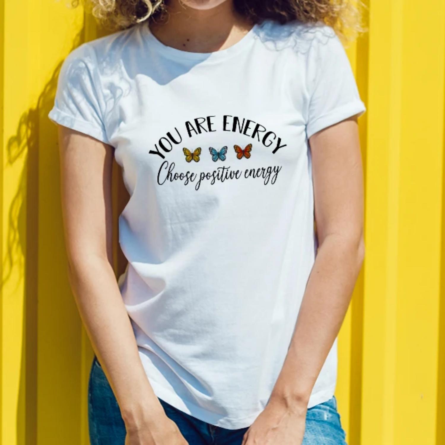 

Women s round neck butterfly and letter print casual fashion spring and summer T-shirt trendy taste XXXXXL