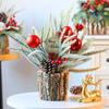 Christmas Artificial Snowy Pine Branches with Vase Faux Pine Cone Berry Arrangement Vintage Faux Cedar Greenery Picks for Home Indoor Fireplace Mantel