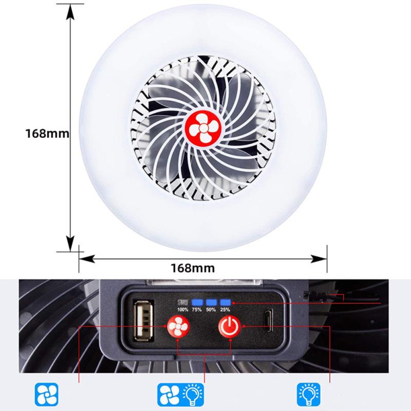 Multi-functional Tent Fan Rechargeable Camping Lamp Portable Usb Charging Fan Light Outdoor
