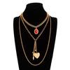 Fashion Stone Heart Star Pendant Necklace Punk Retro Multilayer Choker Couple Necklaces Jewelry for Romantic Valentine's Day Gifts