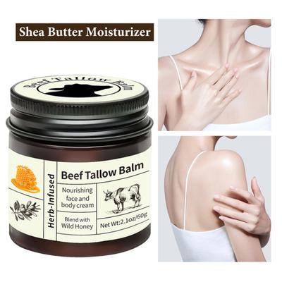 Beef Tallow Moisturizing Cream with Lightweight Non-Greasy Shea Butter Honey Jojoba Oil Daily Hydration Nourishing