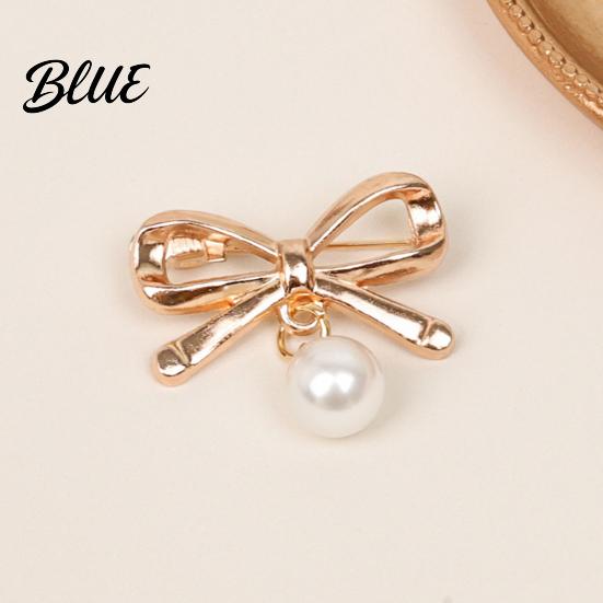 Anti-oxidation Brooch Pin Bow Shape Alloy Lapel Pin with Imitation