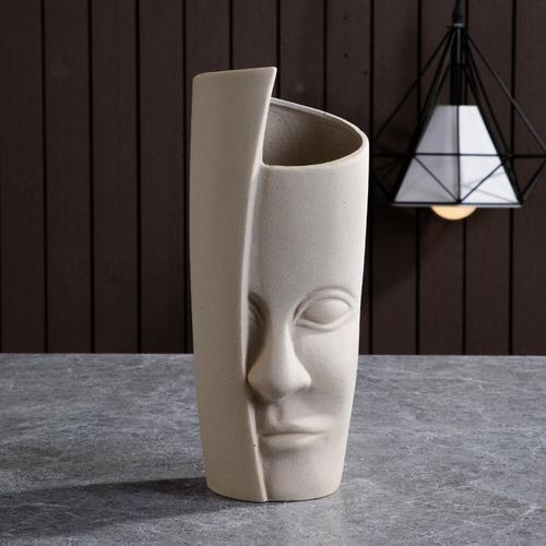 Nordische Keramik-Gesichtsvase Modernes Wohnzimmer Lippenblume Leichter Luxus Ausdruck Halbes Gesicht Dekoration Heimdekorationszubehör