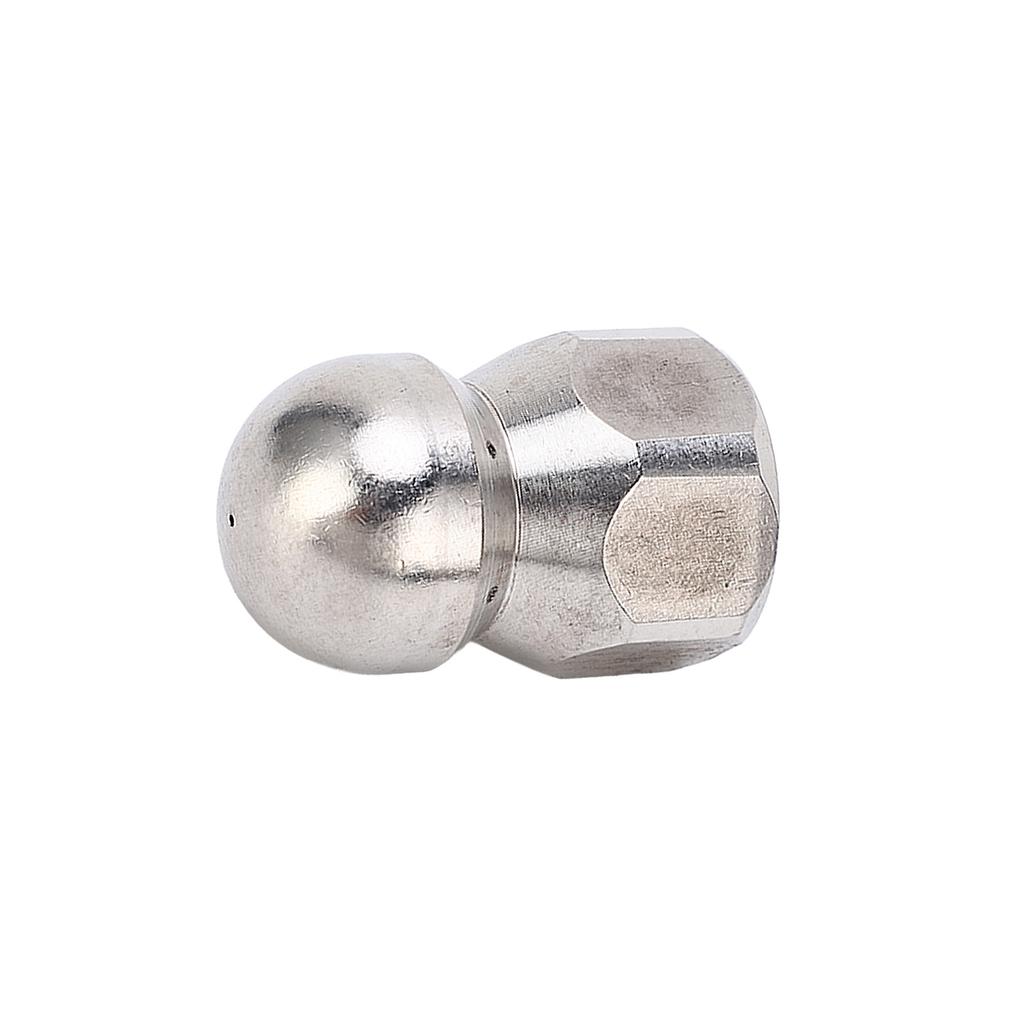 5000PSI High Pressure Washer Nozzle Pipe Dredging Cleaning Nozzle Stainless Steel Jetter Nozzle Ball Head Front 1 Rear 6 Holes G3/8in