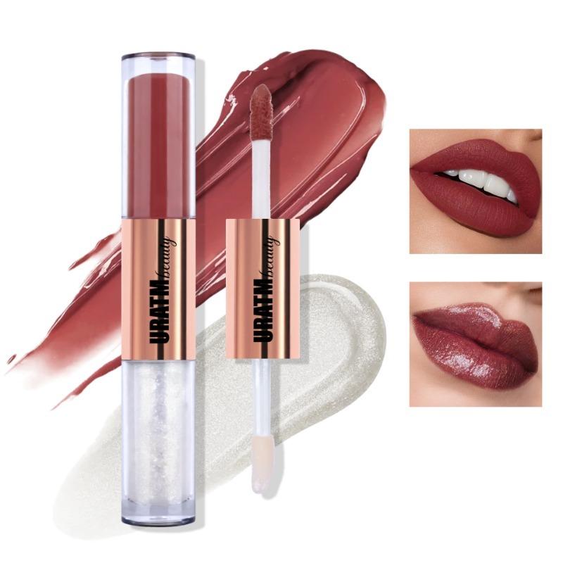 Double Head Lip Glaze Matt Überlappender Pearl Shine Lip Gloss Langanhaltender Lip Glaze Hochpigmentierter Lippenstift Geschenk für Frauen