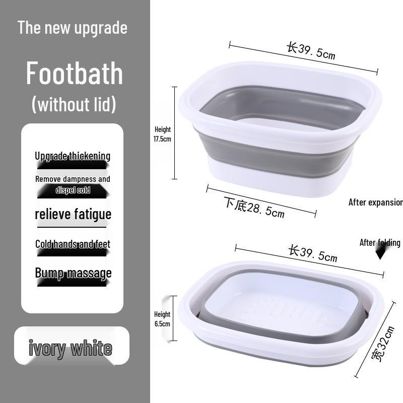 Portable Foldable Foot Bath & Massage Basin for Adults - Thickened Plastic Foot Soaking Bucket for Home & Dorm.