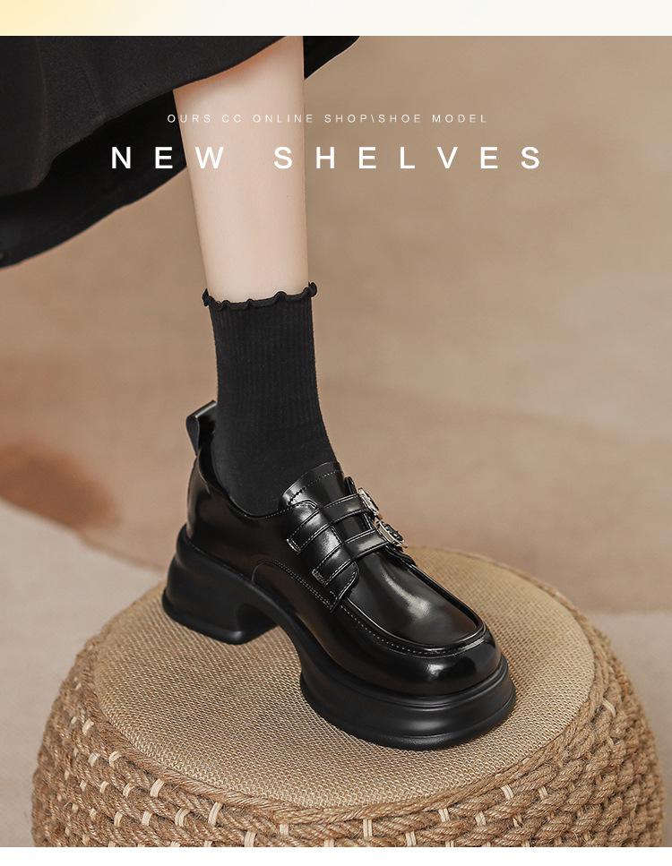 2025 Spring Women's Retro Thick-Soled Leather Mary Jane Loafers