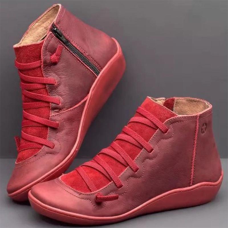 Trendy British Style Short Boots 2024 New Wedge Heel Comfortable Workwear High Top Casual Short Boots Zapatos De Mujer Sneakers