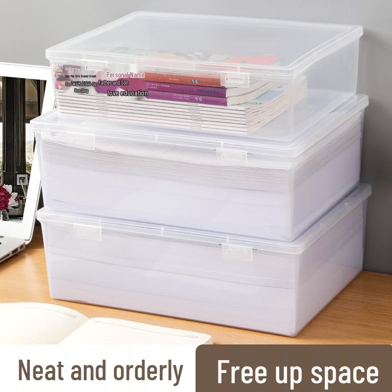 Large Capacity Transparent A4 Document Storage Box for Home Office
