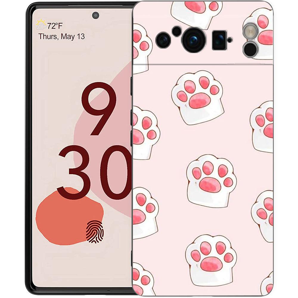 Cute Cat Dog Paw Love Phone Case For Google Pixel 8 7 6 Pro 6A 7A 5G Soft Silicone Shockproof TPU Black Cover Fundas