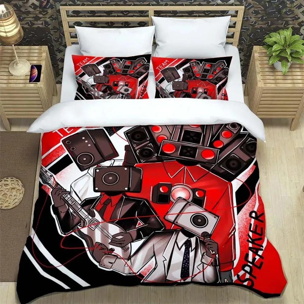 Cartoon Print Duvet Cover With pillowcase, Skibidi Toilet Duvet Cover Set Home Bedroom Bedding Set Adult Bedroom Boy Duvet Cover
