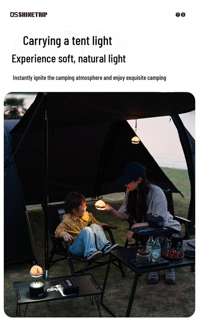 Mountain Fun ShineTrip Magnetic Tent Light - Multi-gear, Long Battery, Waterproof, Tap Control