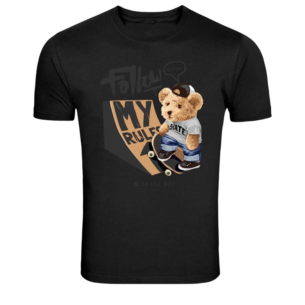 Follow My Rules Skate Teddy Bear Graphic T-Shirt