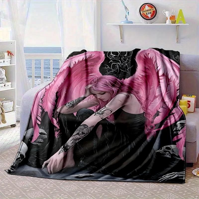 Ätherische rosa Engelskopf Decke Flanelldecke für Bett, Sofa, Camping, Wandern, Picknick Zubehör, Geschenk für Familie Fan Geschenke