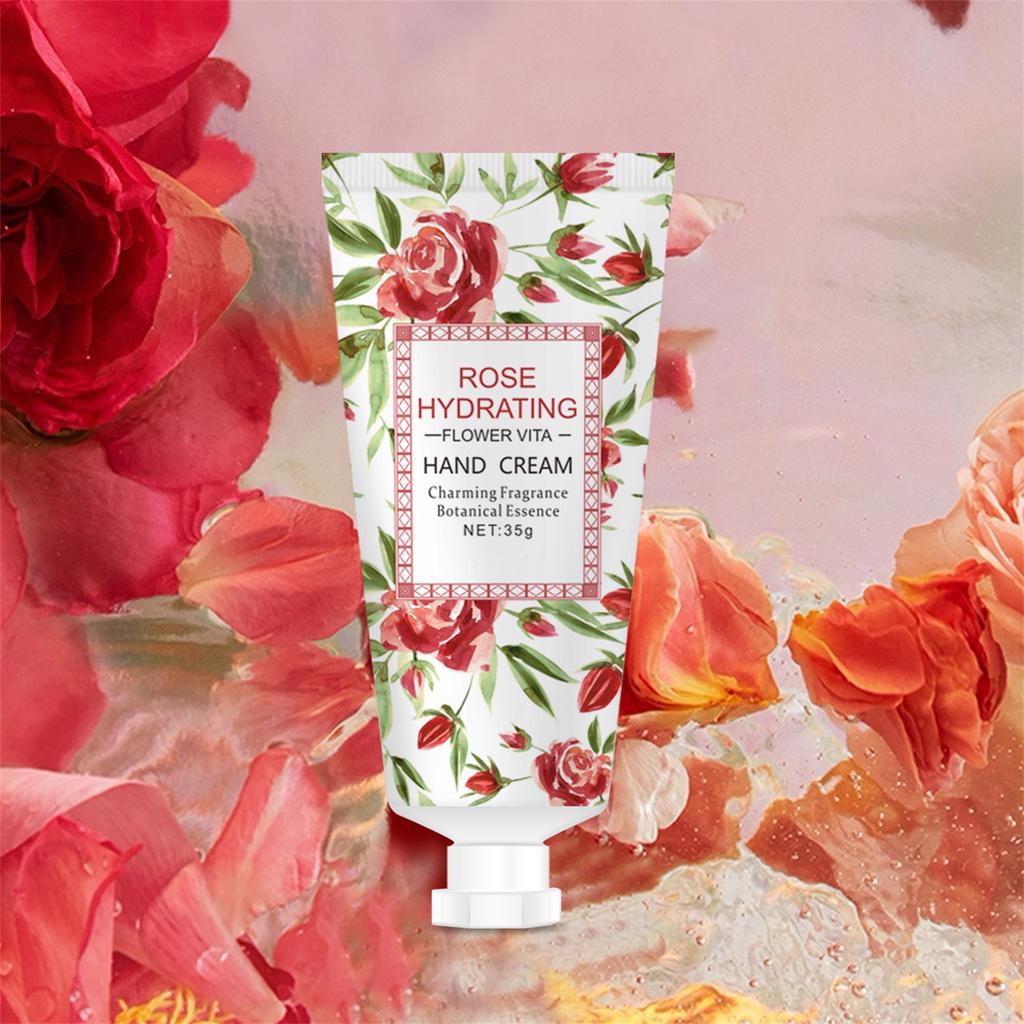 Creme de Mãos com Aroma de Rosa 35g, Hidratante Perfumado - Creme de Mãos para Rachaduras