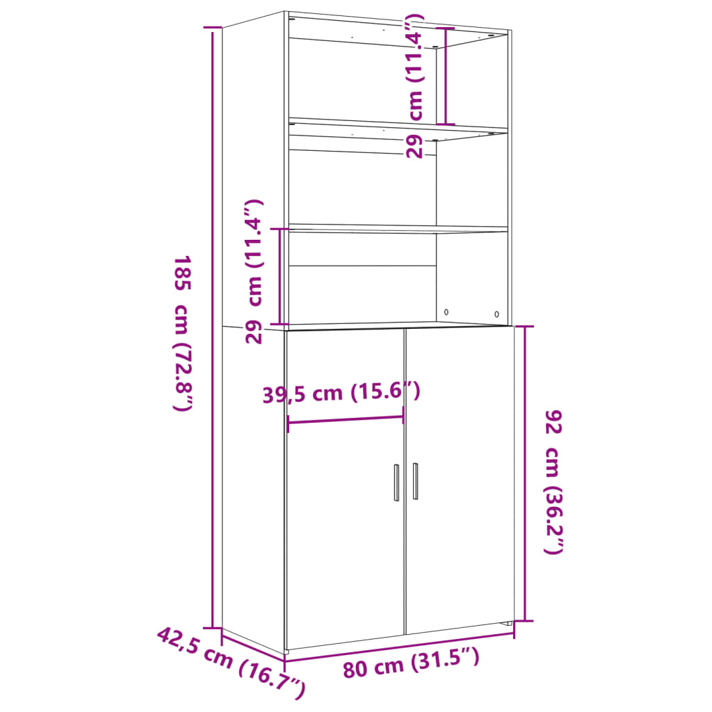Highboard Sonoma Oak 80 x 42.5 x 185 cm Particleboard