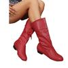 Large Size Medium Boots Rear Strap Large Size Women's Boots Autumn and Winter Low Heel Casual Women's Shoes Thick Heel Leather Knight Boots