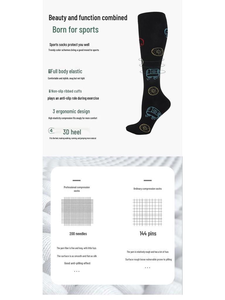 Summer Compression Knee-High Socks for Fitness, Cycling, and Sports