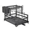 Countertop Kitchen Storage Rack: Holds Bowls, Plates, Chopsticks, Cutting Board & Cups, Includes Drainer, No Installation Required
