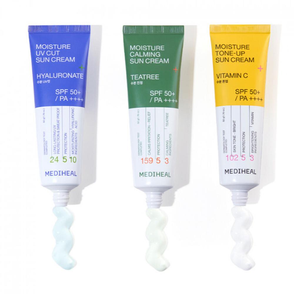 MEDIHEAL Moisture Sun Cream TEATREE, Vitamin C, Hyaluronate SPF50+/PA++++ 50mL/ Moisturizing, Korean Cosmetics, Kbeauty