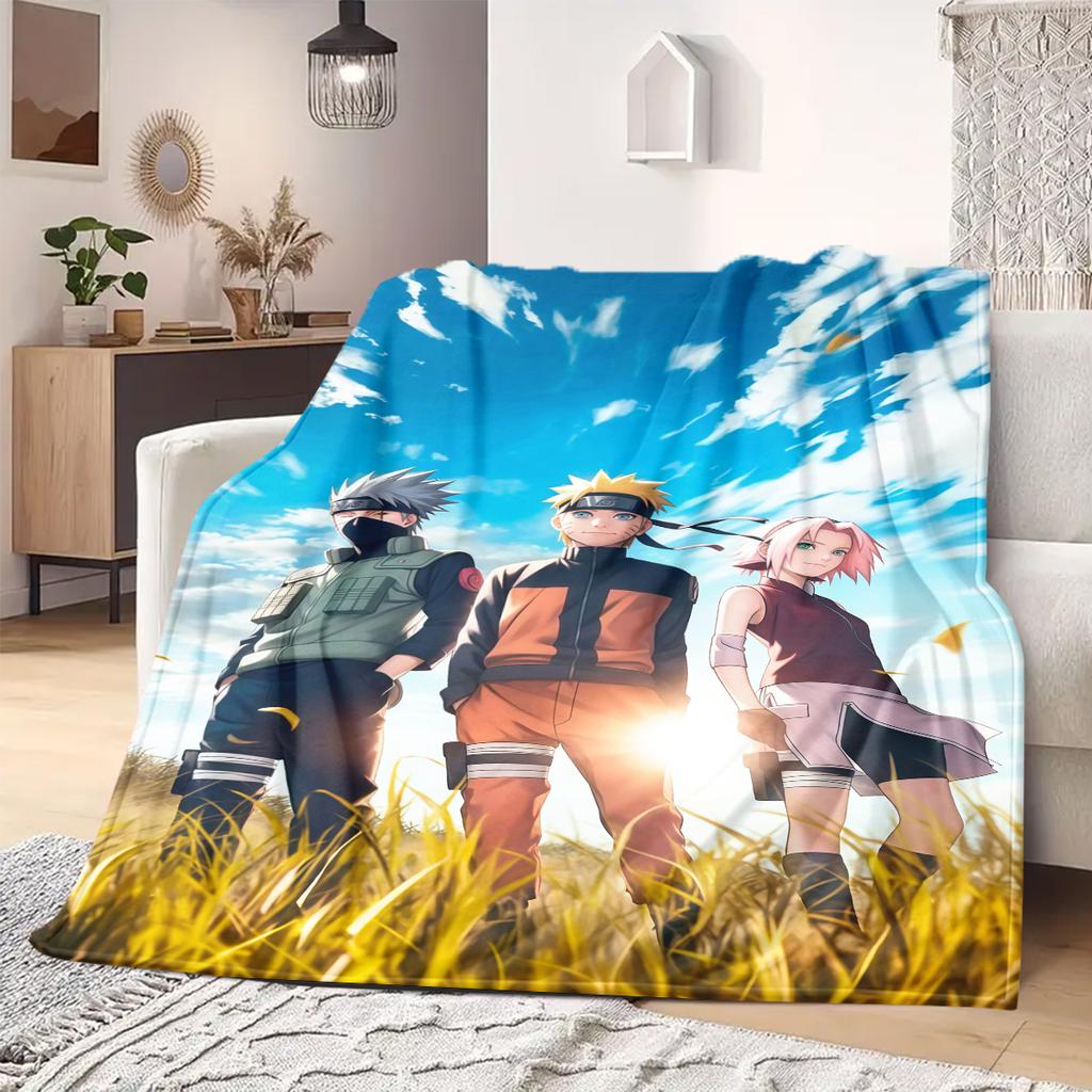 Naruto Cartoon Flannel Blanket Lovely Print For Home Sofa Bed Chair Picnic Travel -HE21