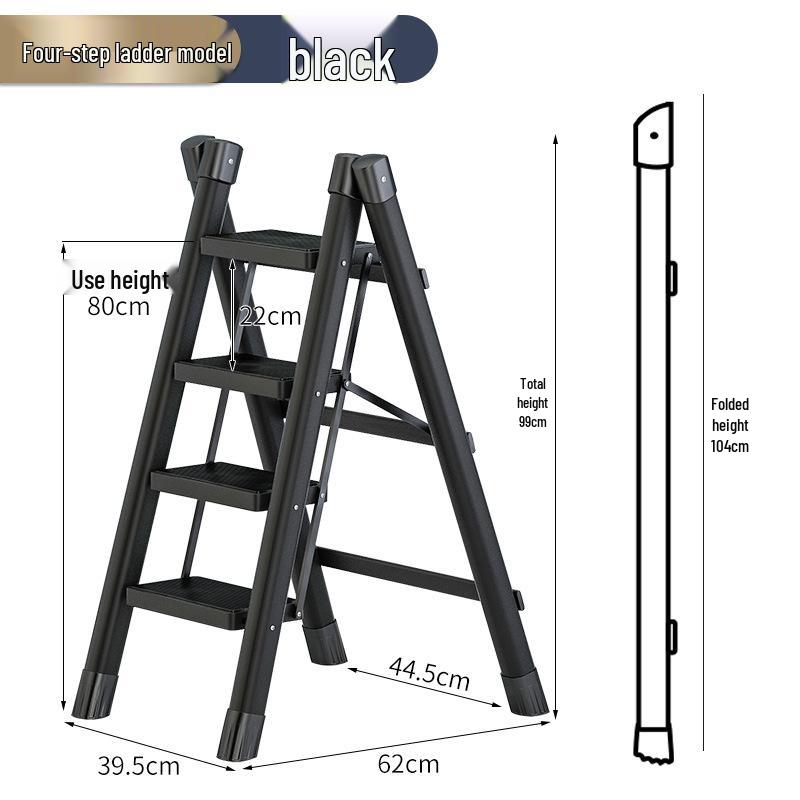 Three-Step Foldable Telescopic Household Ladder Stool, Lightweight A-frame for Multi-functional Use.