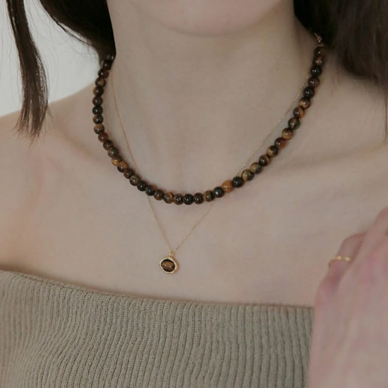 modernlike gold-filled silver 25mm cast tiger eye necklace