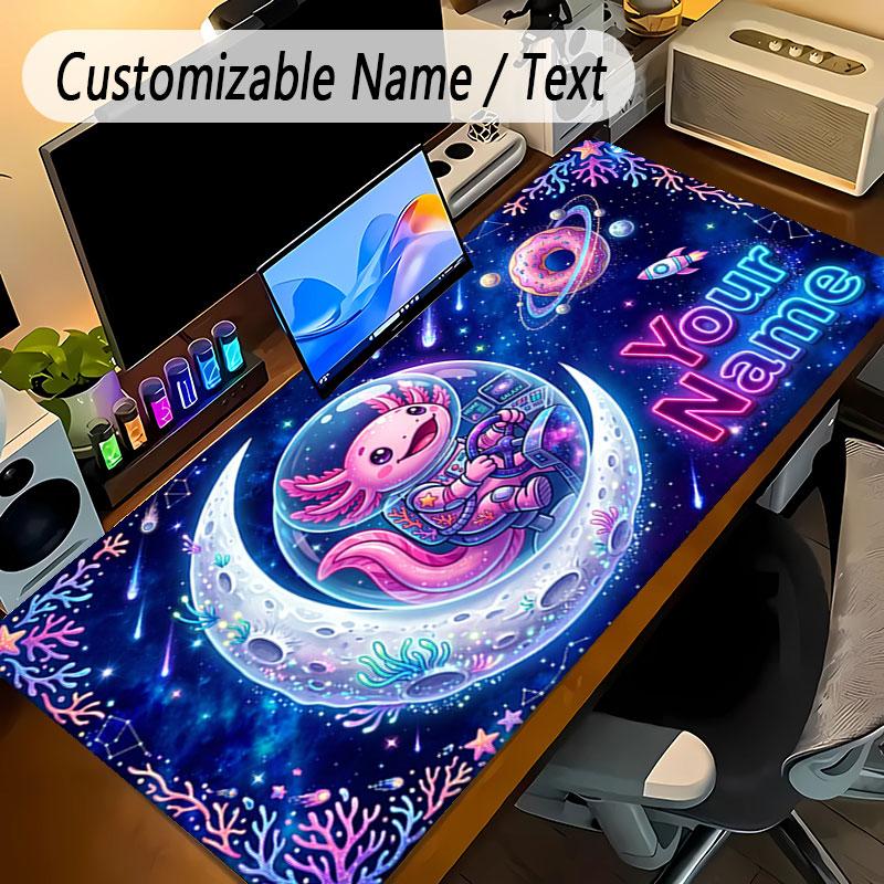 Astronaut Space Theme Personalized Mouse Pad Custom Name Text Non Slip Desk Pad For Laptop Office Desktop
