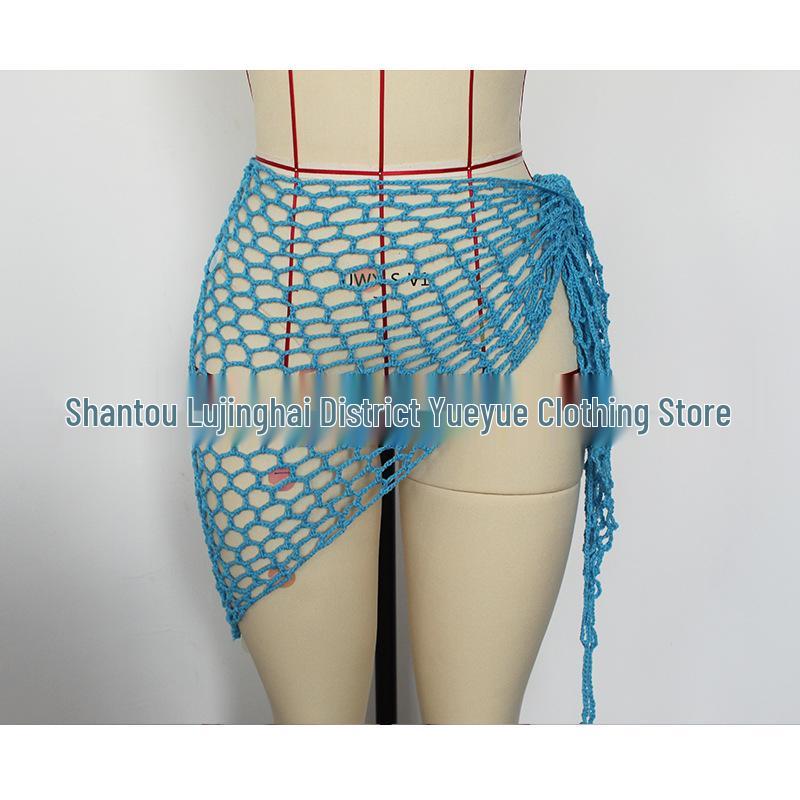 Hand-Crocheted Sequin Tie-Up Beach Cover-Up Dress