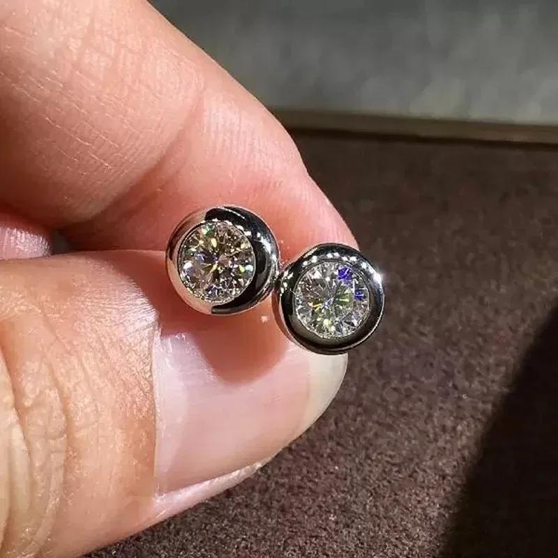 Minimalist Piercing Stud Earrings for Women/Men Inlaid White CZ Copper Color/Gold Color Simple Classic Zircon