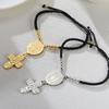 Teamer Saint Christopher Virgin Mary Emboss Heart Cross Pendant Beads Bracelet Stainless Steel Red Black Rope Chain Jewelry