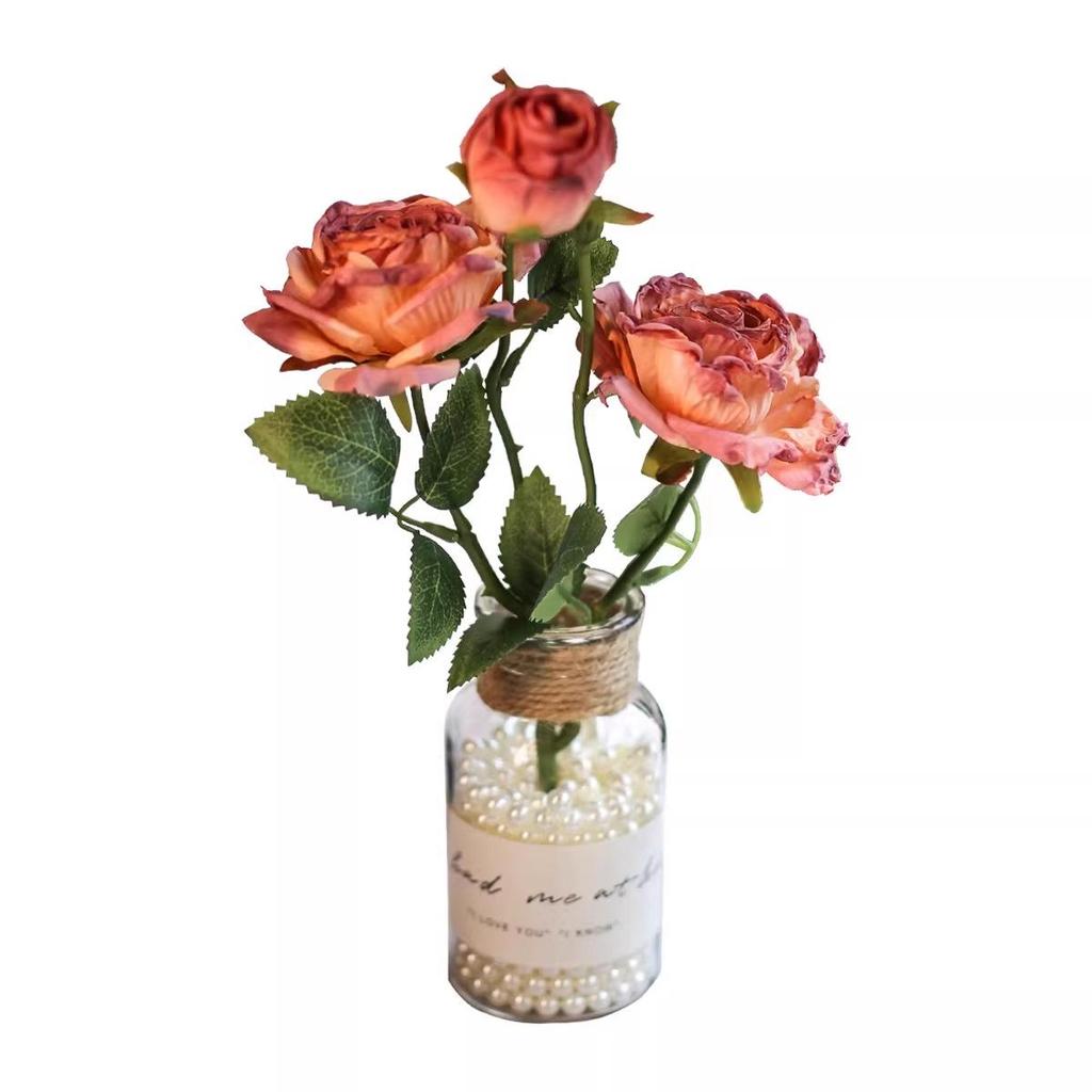 Burnt Edge Rose Imitation Oil Painting for Car Interior Decoration – Cup Holder Floral Ornament