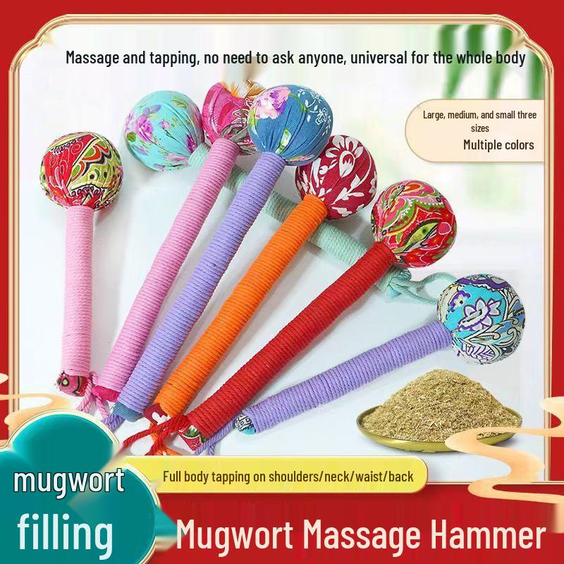 Handmade Cartoon Silk Mugwort Meridian Tapping Massage Hammer with Tassel.