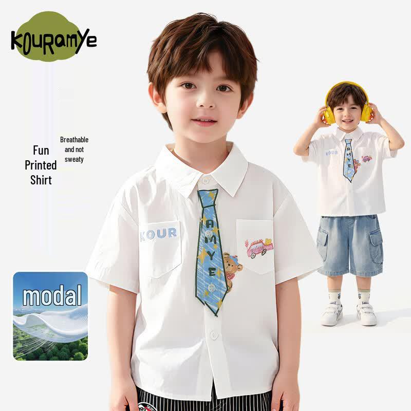 Boys Cartoon Print Short-Sleeve Summer Shirt 110