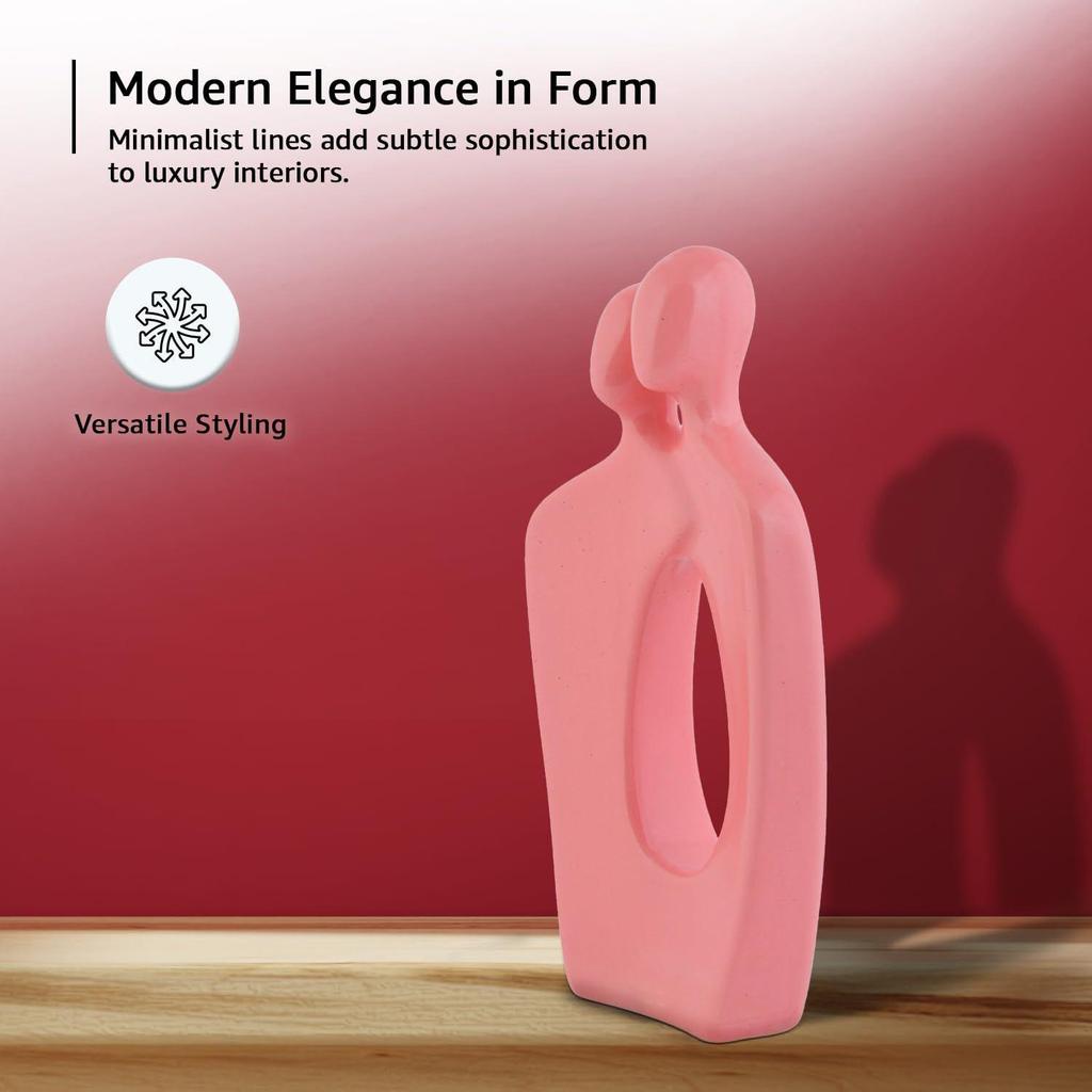 Oskiljaktigt Keramiskt Par Figurin | Ett Tidlöst Uttryck för Kärlek & Enhet | Elegant Dekor för Alla Miljöer – Förpackning med 1, Rosa