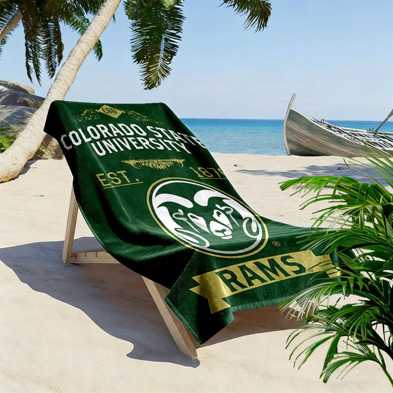 Colorado State Rams Print Beach Towel, Large Soft Quick Dry Towel for Beach Camping Swimming