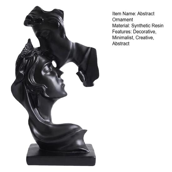 Weighted Base Sculpture Couples Kiss Sculpture, Abstract Couple Home Art Decor, Resin Minimalist Matte Black Statue Decoration, Romantic Used