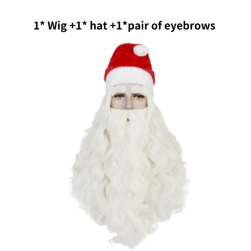 

Різдвяний набір перуки та бороди Санти для чоловіків з довгим білим волоссям для святкових костюмів