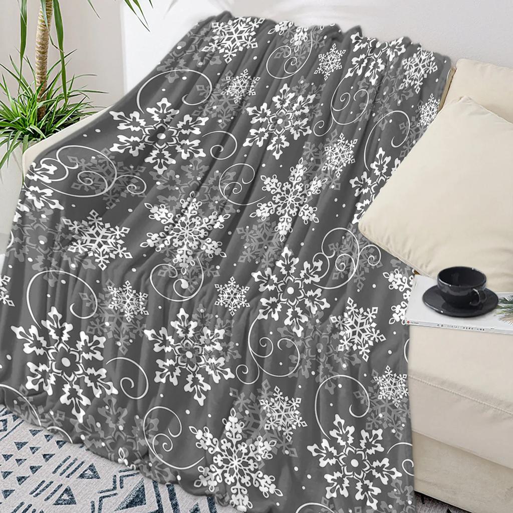 Golden Snowflake Christmas Throw Blanket Soft Plush Warm Sofa Throw Holiday Gift Home Textile