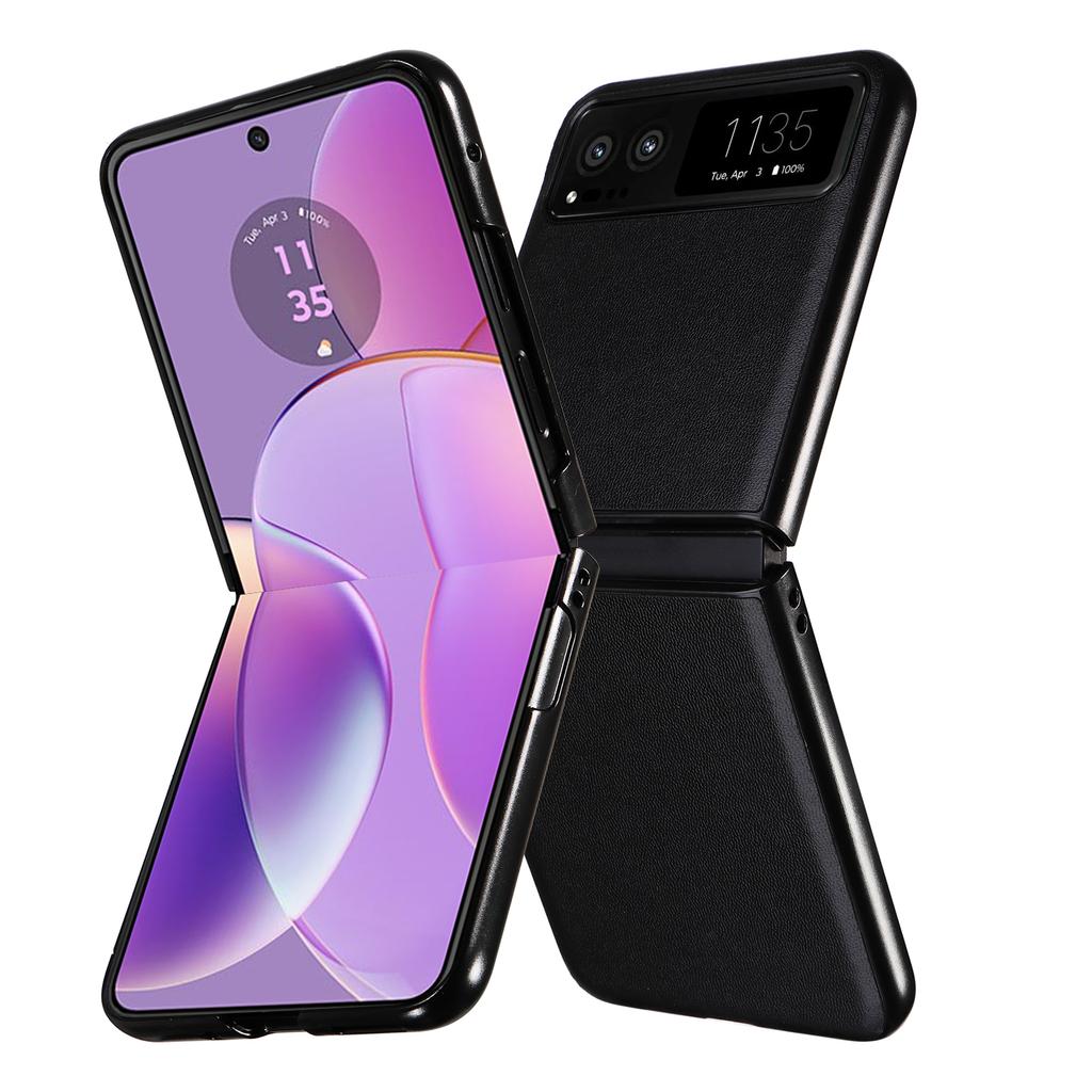 Für Motorola Razr 40 5G Fallschutz-Handyhülle PU-Lederbeschichtete PC-Schutzhülle
