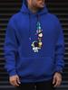 Space Theme Cute Astronaut Stacked Planet Ice Cream Graphic Men's Bright Yellow Hoodie, Hip Hop Sports Daily Loose Pullover Sweatshirt