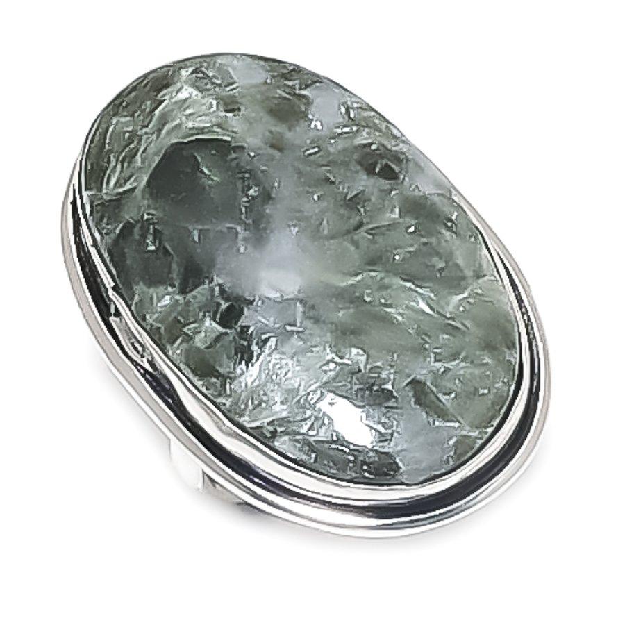 

Серафинит Драгоценный камень Ювелирное изделие Кольцо из стерлингового серебра 925 пробы Размер 5.5